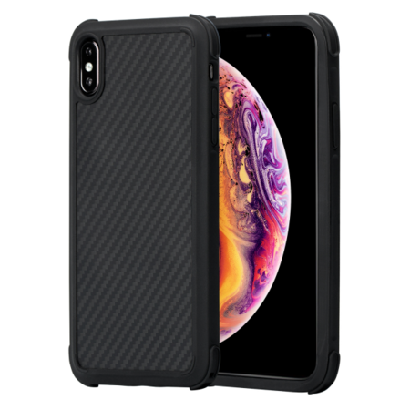 Противоударный карбоновый чехол Pitaka MagCase PRO для iPhone Xs Max черно-серый в полоску
