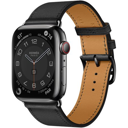 Умные часы Apple Watch Hermès Series 7 GPS + Cellular 45mm Space Black Stainless Steel Case with Noir Single Tour