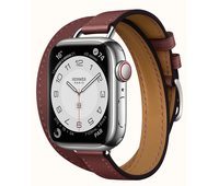 Умные часы Apple Watch Hermès Series 7 GPS + Cellular 41мм Stainless Steel Case with Attelage Double Tour, серебристый/Rouge H
